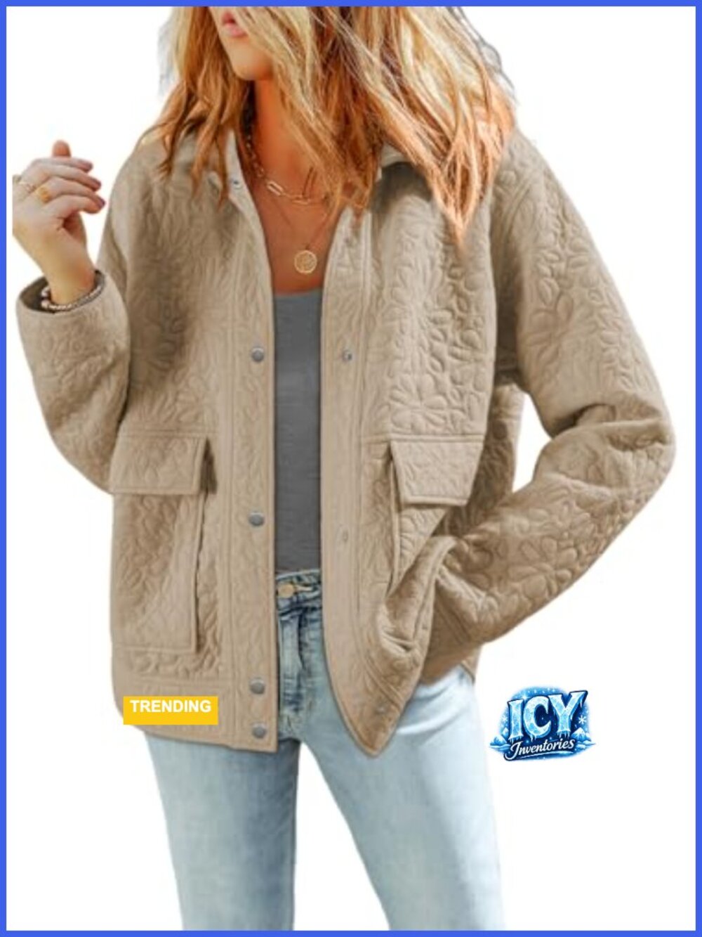 Women's Casual Jacket Long Sleeve Button Down Floral Jacquard Coat